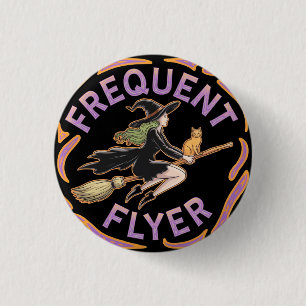 Frequent flyer heks een grappige Halloween nemen Ronde Button 3,2 Cm