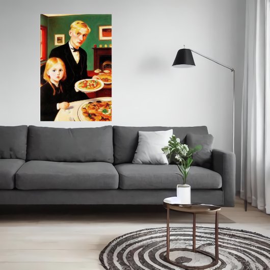Frère, Soeur et table à manger | AI Art Poster