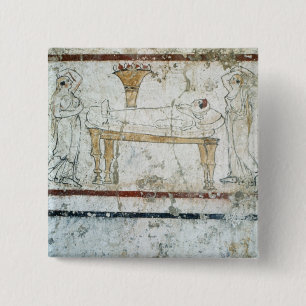 Fresco van de Tomb of Gaudio, c.480 BC Vierkante Button 5,1 Cm