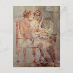 Fresco van een muziekls, Pompeii Briefkaart