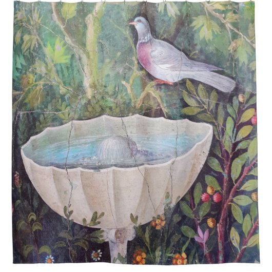 Fresco van Pigeon and a Fountain, Pompeii Douchegordijn (Voorkant)