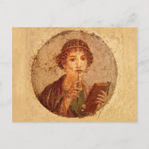 Fresco van Sappho in Pompeii Briefkaart
