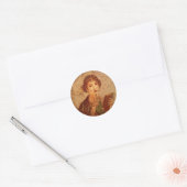 Fresco van Sappho in Pompeii Ronde Sticker (Envelop)