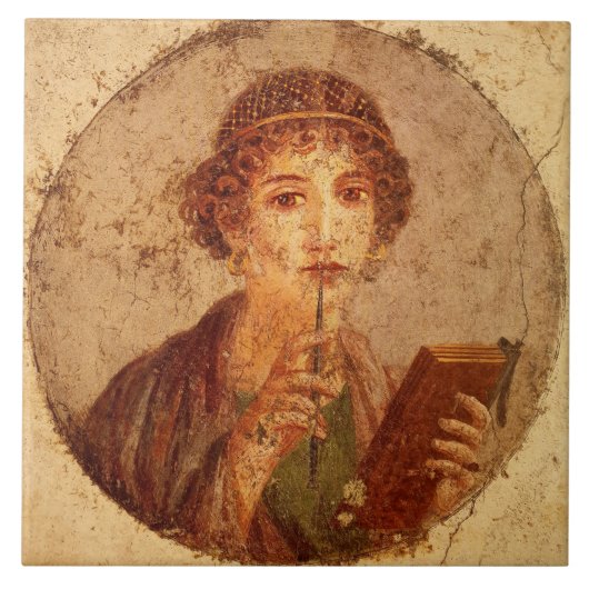Fresco van Sappho in Pompeii Tegeltje (Voorkant)