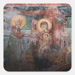 Fresco's uit de 14e-eeuwse Servische Kerk, 2 Vierkante Sticker
