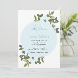 Fresh Anemone baby shower Invitation_Blue Kaart