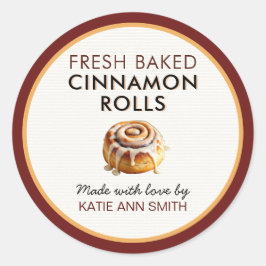 Fresh Baked Cinnamon Roll Labels | Bakery Sticker