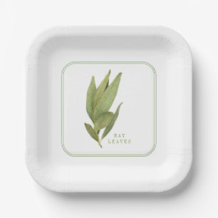 FRESH BAY LEAVES 7" Vierkante Papieren Borden Bordje