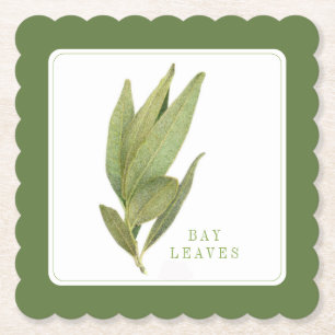 FRESH BAY LEAVES Fancy Vierkant Onderzetter +tekst