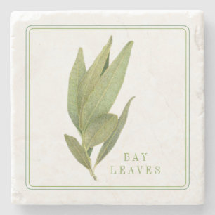 FRESH BAY LEAVES Marmersteen Onderzetter (+tekst)