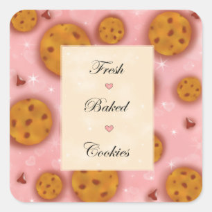 "Fresh Bked Cookies" Chocolate Chip Cookies   Vierkante Sticker