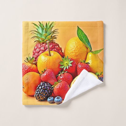 Fresh Bounty: Vibrant Fruit Harvest Design  (Gant de toilette)