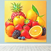 Fresh Bounty: Vibrant Fruit Harvest Design Canvas Afdruk (Insitu (Houten vloer))