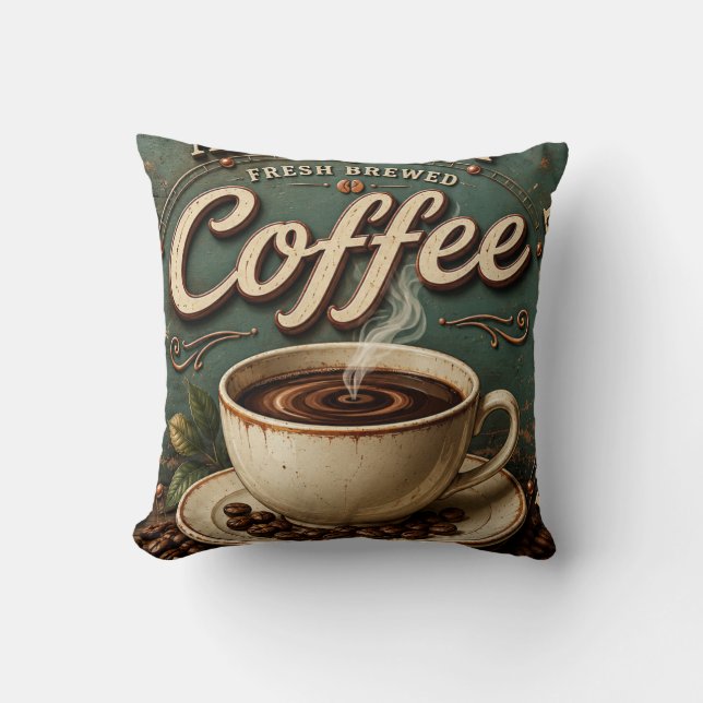 Fresh Brewed Coffee Rustic Farmhouse Kussen (Voorkant)