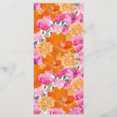 Fresh Bright Pink and Oranje Floral Bloom Wedding Menu (Achterkant)