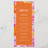 Fresh Bright Pink and Oranje Floral Bloom Wedding Menu (Voorkant)