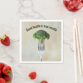 Fresh Broccoli Floret On a Fork With Quote Servet (Insitu)