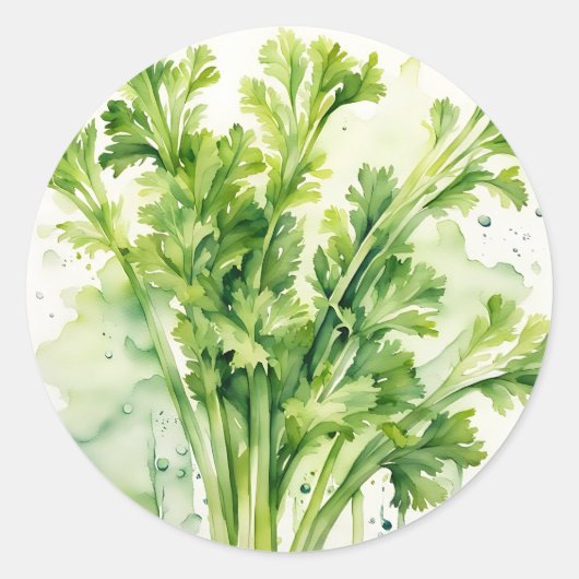 Fresh Celery Stalk Waterverf Botanisch Ronde Sticker (Voorkant)