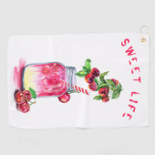 Fresh Cherries Drink Golfhanddoek - Aangepaste tek (Horizontaal)
