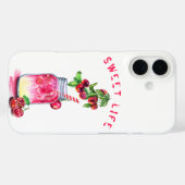 Fresh Cherry Drink iPhone Case - Aangepaste tekst (Achterkant (horizontaal))