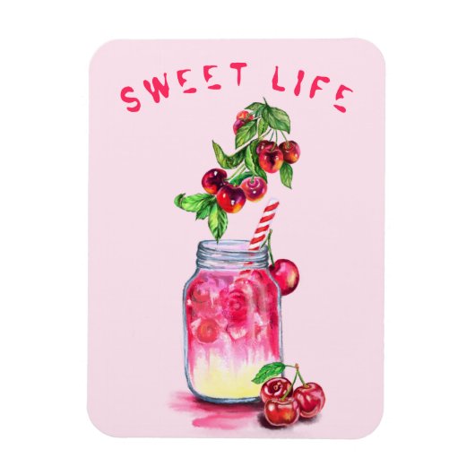 Fresh Cherry Drink Magnet - aangepaste tekst Magneet (Verticaal)