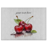 Fresh Cherry Trio in Waterverf, op maat Snijplank (Voorkant)