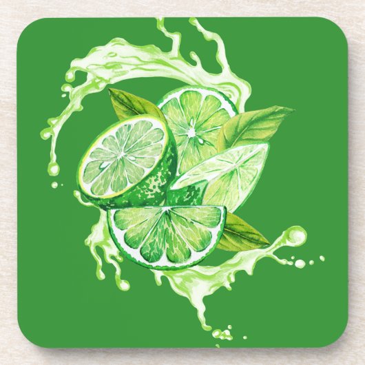 Fresh Citrus Coaster Set- Lime Design Bier Onderzetter (Voorkant)