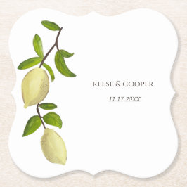 Fresh Citrus Painted Lemons Modern Mediterranean Kartonnen Onderzetters