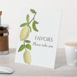 Fresh Citrus Painted Lemons Modern Mediterranean Reclamebord Met Voetstuk