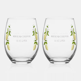 Fresh Citrus Painted Lemons Modern Mediterranean Wijnglas Zonder Voet