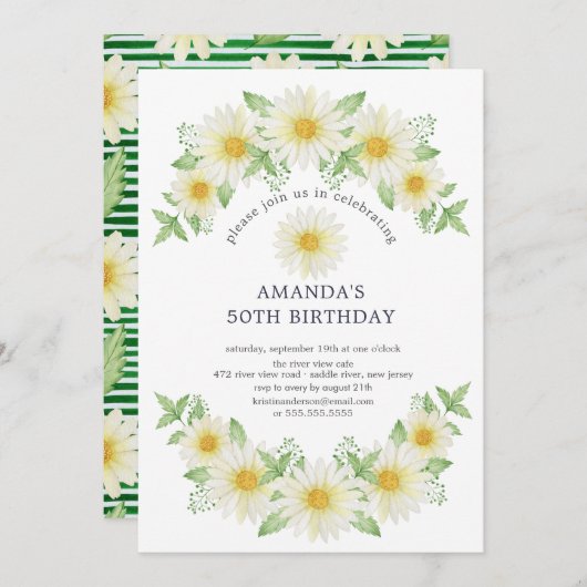 Fresh Daisy Anniversaire Fête Invitation (Devant / Derrière)