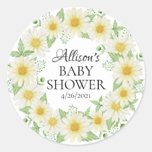 Fresh Daisy Baby shower Favor Ronde Sticker