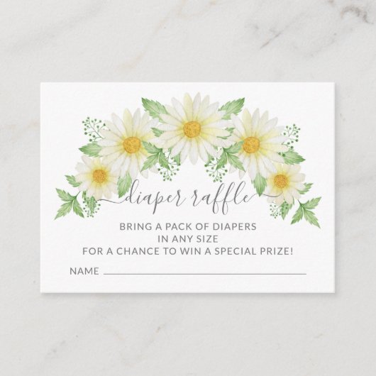 Fresh Daisy Baby shower Luier Raffle Ticket Informatiekaartje (Voorkant)