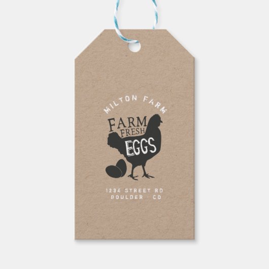 Fresh Eggs Kraft Rustiek Script Cadeaulabel (Voorkant)