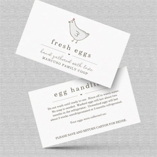 Fresh Eggs Visitekaartje met Handling Instruction