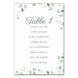Fresh Eucalyptus Numeric Seating Chart Card Kaart