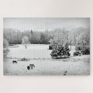 Fresh Fallen Snow at the Horse Ranch - 20x30 inch Legpuzzel