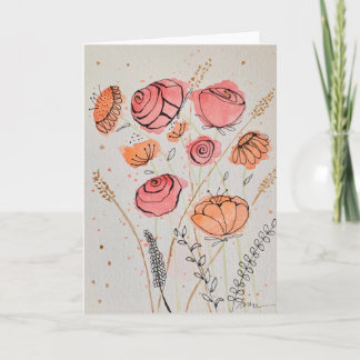 Fresh Floral Watercolordoodle Card Kaart
