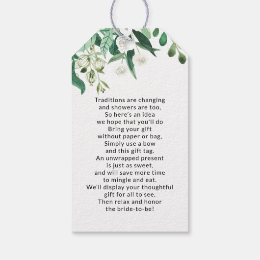 Fresh Foliage Botanical Mint Display Vrijgezellenf Cadeaulabel (Achterkant)