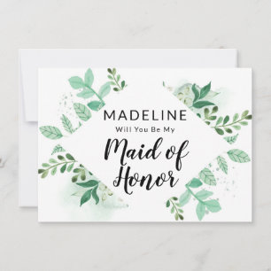 Fresh Foliage Mint Maid of Honor proposal Kaart