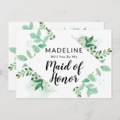 Fresh Foliage Mint Maid of Honor proposal Kaart (Voorkant / Achterkant)