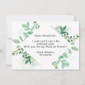 Fresh Foliage Mint Maid of Honor proposal Kaart (Achterkant)