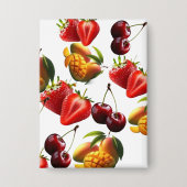 Fresh Fruit Pattern – Strawberry, Cherry & Mango A Button (Voorkant)