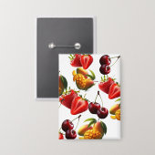 Fresh Fruit Pattern – Strawberry, Cherry & Mango A Button (Voorkant / Achterkant)