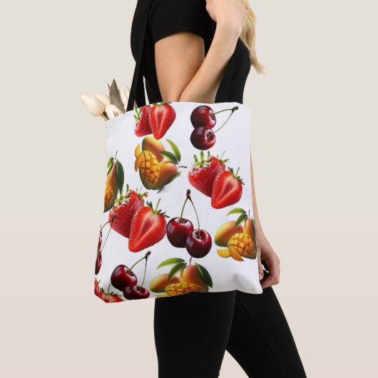 Fresh Fruit Pattern – Strawberry, Cherry & Mango A Draagtas (Dichtbij)