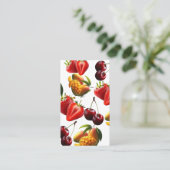 Fresh Fruit Pattern – Strawberry, Cherry & Mango A Visitekaartje (Staand voorkant)