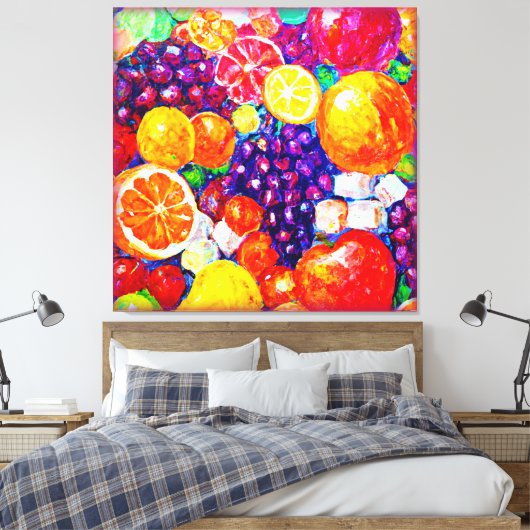 "Fresh Fruits Pattern" Schudkunst: Nu kopen Canvas Afdruk (Insitu (Slaapkamer))