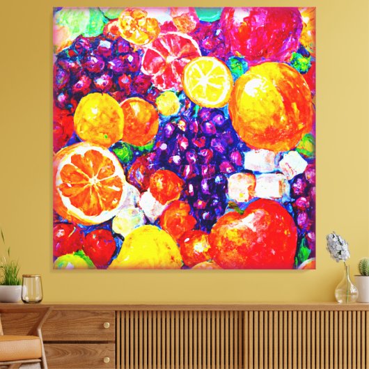 "Fresh Fruits Pattern" Schudkunst: Nu kopen Canvas Afdruk (Insitu (Woonkamer))
