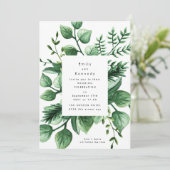 Fresh Greenery Leafy Modern Wedding Invitation Kaart (Staand voorkant)