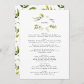 Fresh Greenery Leafy Planten Wedding Menu (Voorkant / Achterkant)